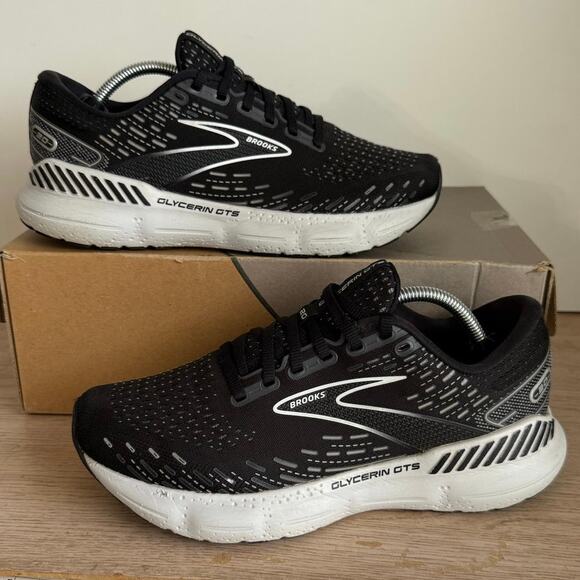 Brooks Glycerin GTS 20 Black/White Women Running Sneakers - SZ 8 - Picture 2 of 14